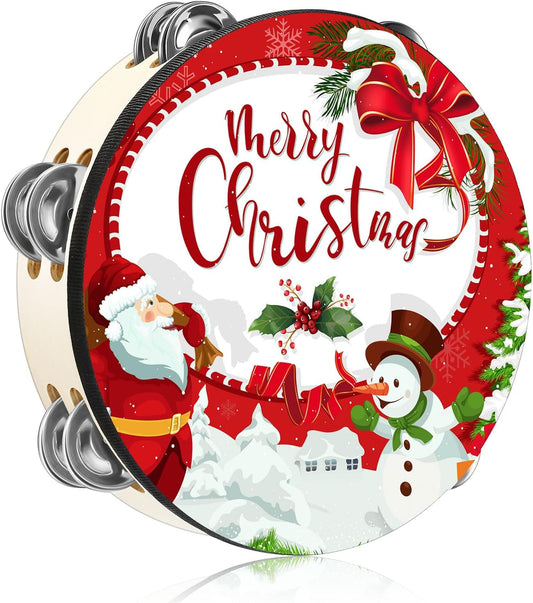 Dove Tambourines for Adults 8 Inch Merry Christmas