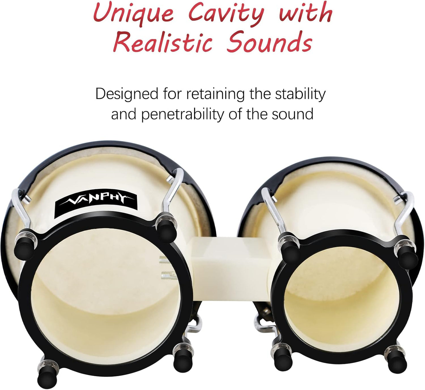 Bongo Drum 4'' and 5'' Set for Adults Beginners Tunable Natural Skin