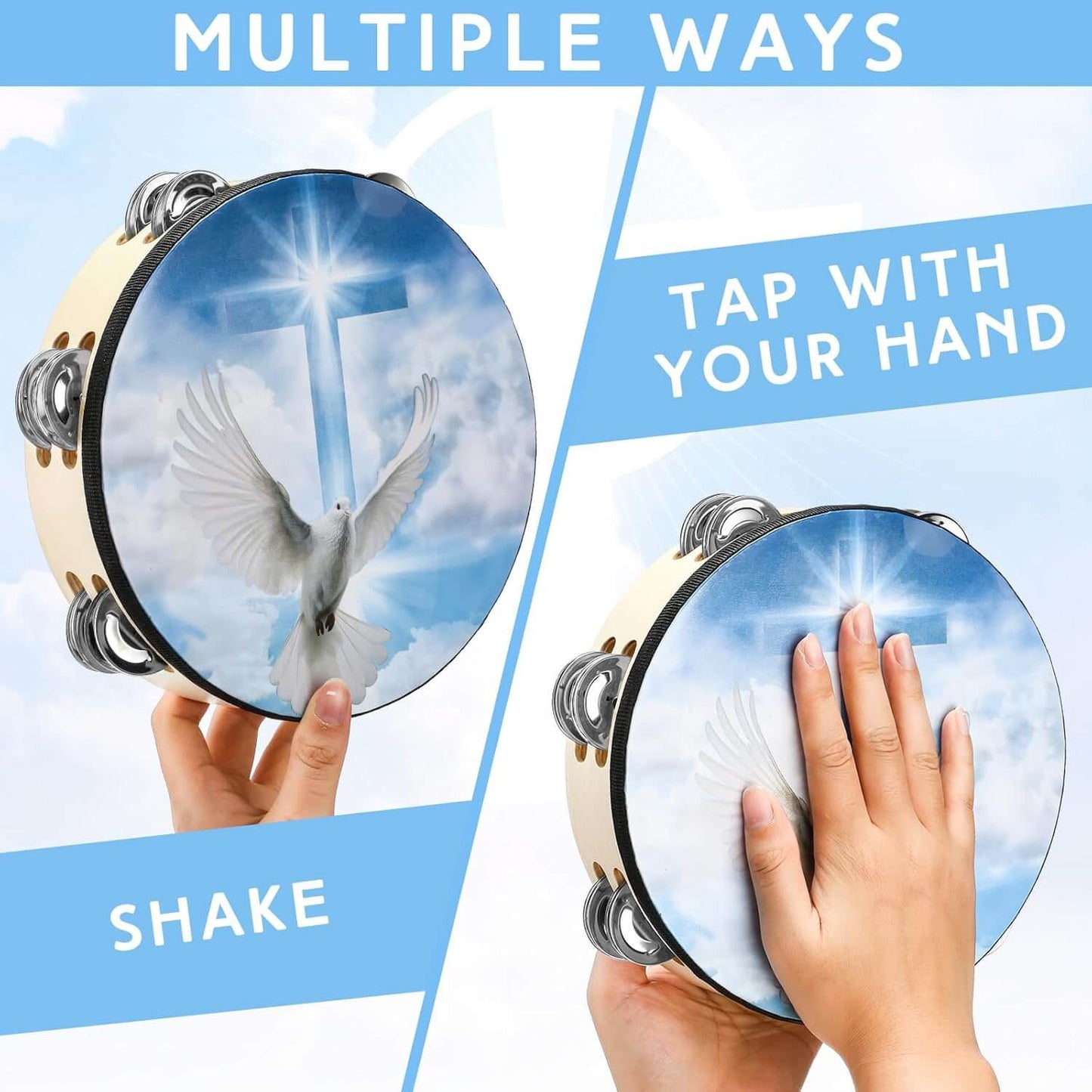 Dove Tambourines for Adults 8"