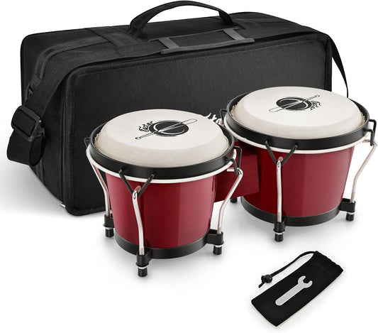 Eastar Bongo Drums 6” and 7” Congas Drums for Kids and Adults 6" and 7" Red