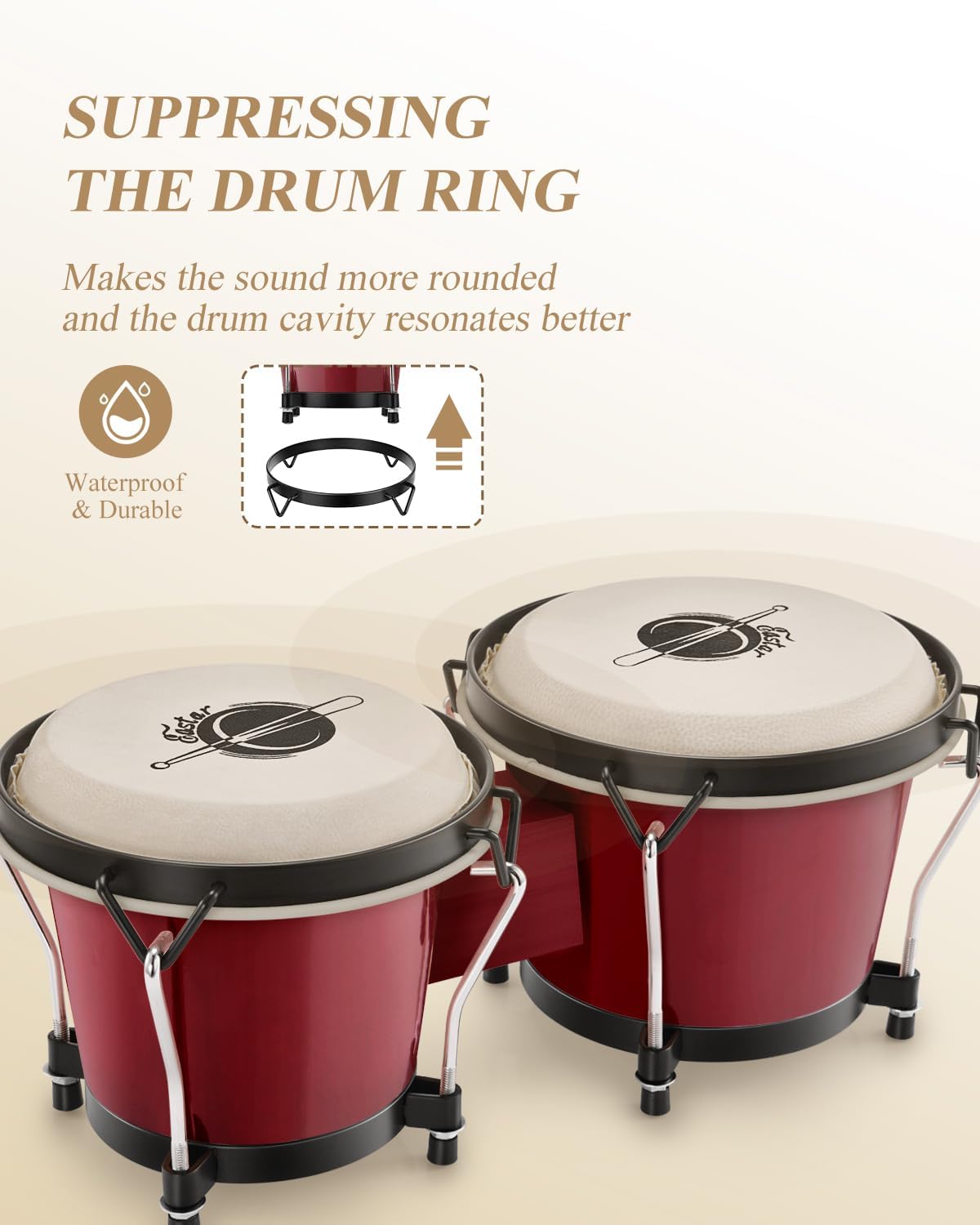 Eastar Bongo Drums 6” and 7” Congas Drums for Kids and Adults