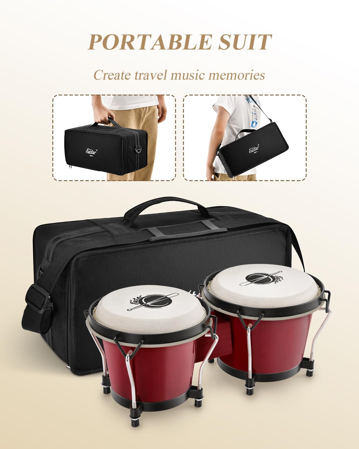 Eastar Bongo Drums 6” and 7” Congas Drums for Kids and Adults