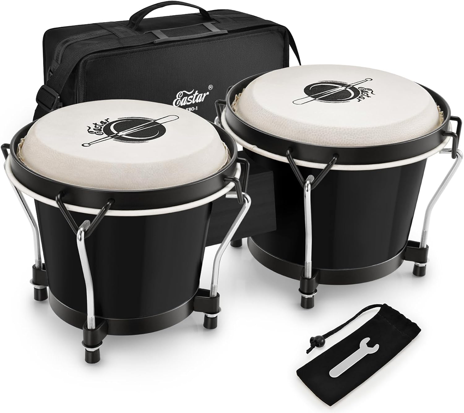 Eastar Bongo Drums 6” and 7” Congas Drums for Kids and Adults 6" and 7" Black