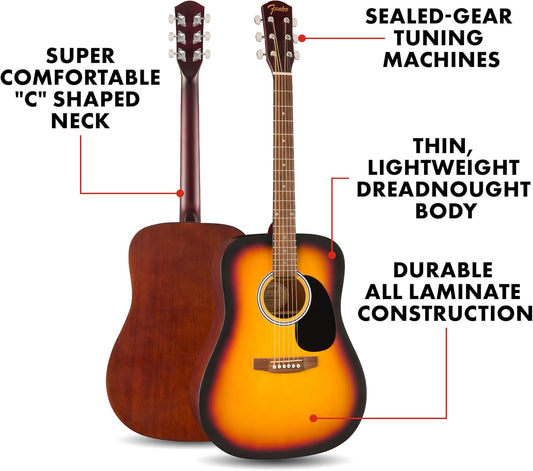 Fender FA-25 Dreadnought Acoustic Guitar, Beginner Guitar