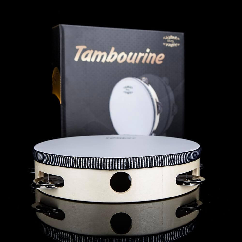 Glory Hand Held Tambourine Drum 8 inch Bell Birch Metal Jingles