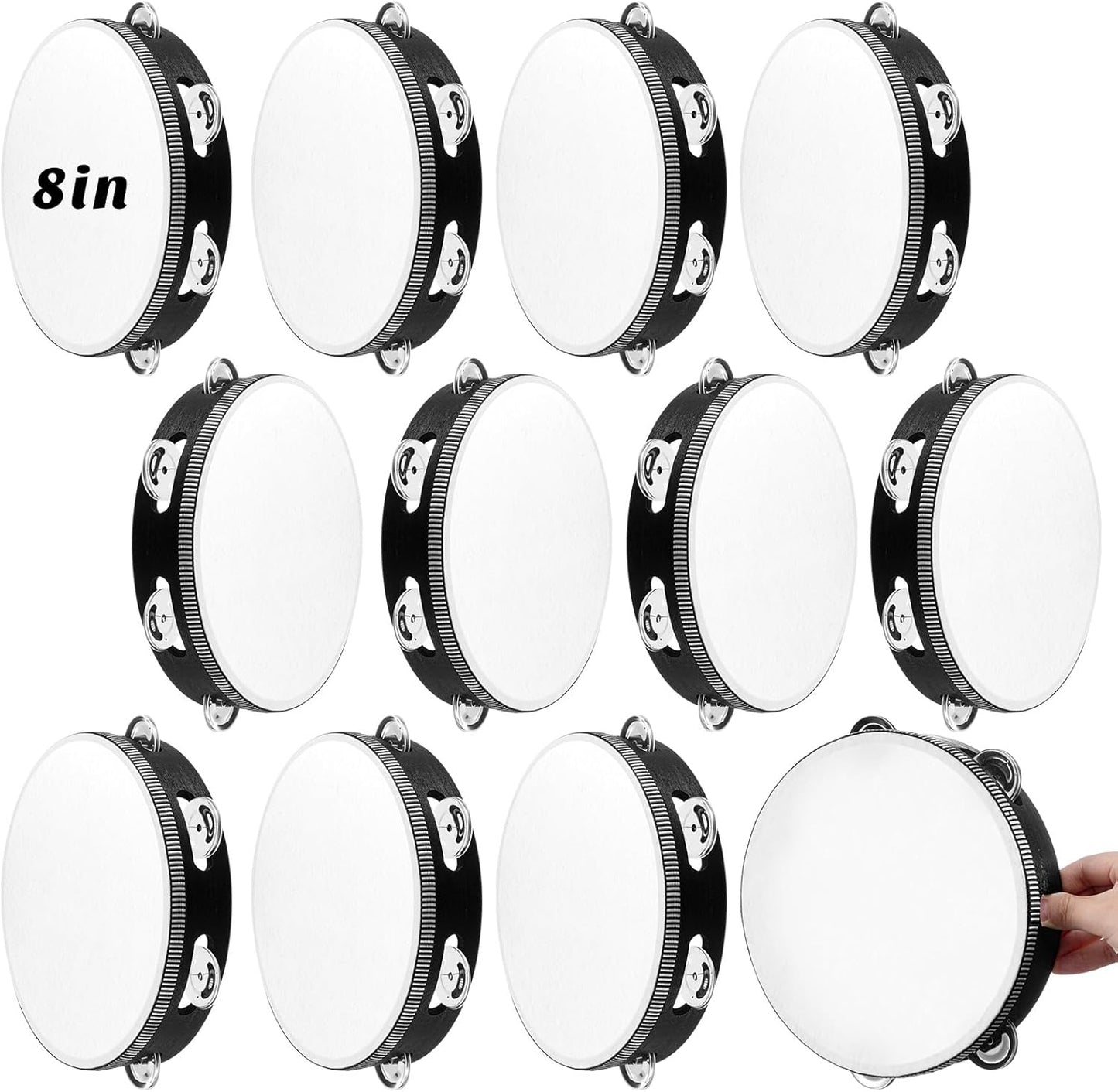 12 Pcs Tambourine Drum Bulk for Adults Hand Held Percussion