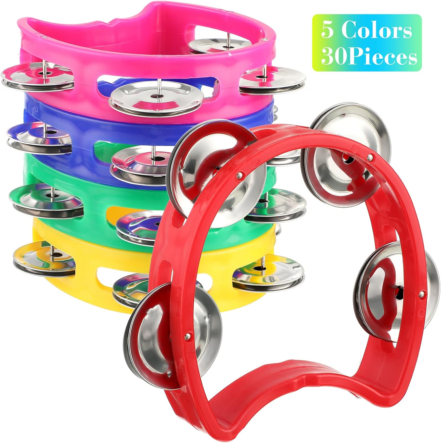 30 Pack Tambourines for Weddings, Party Favors, Church, etc.