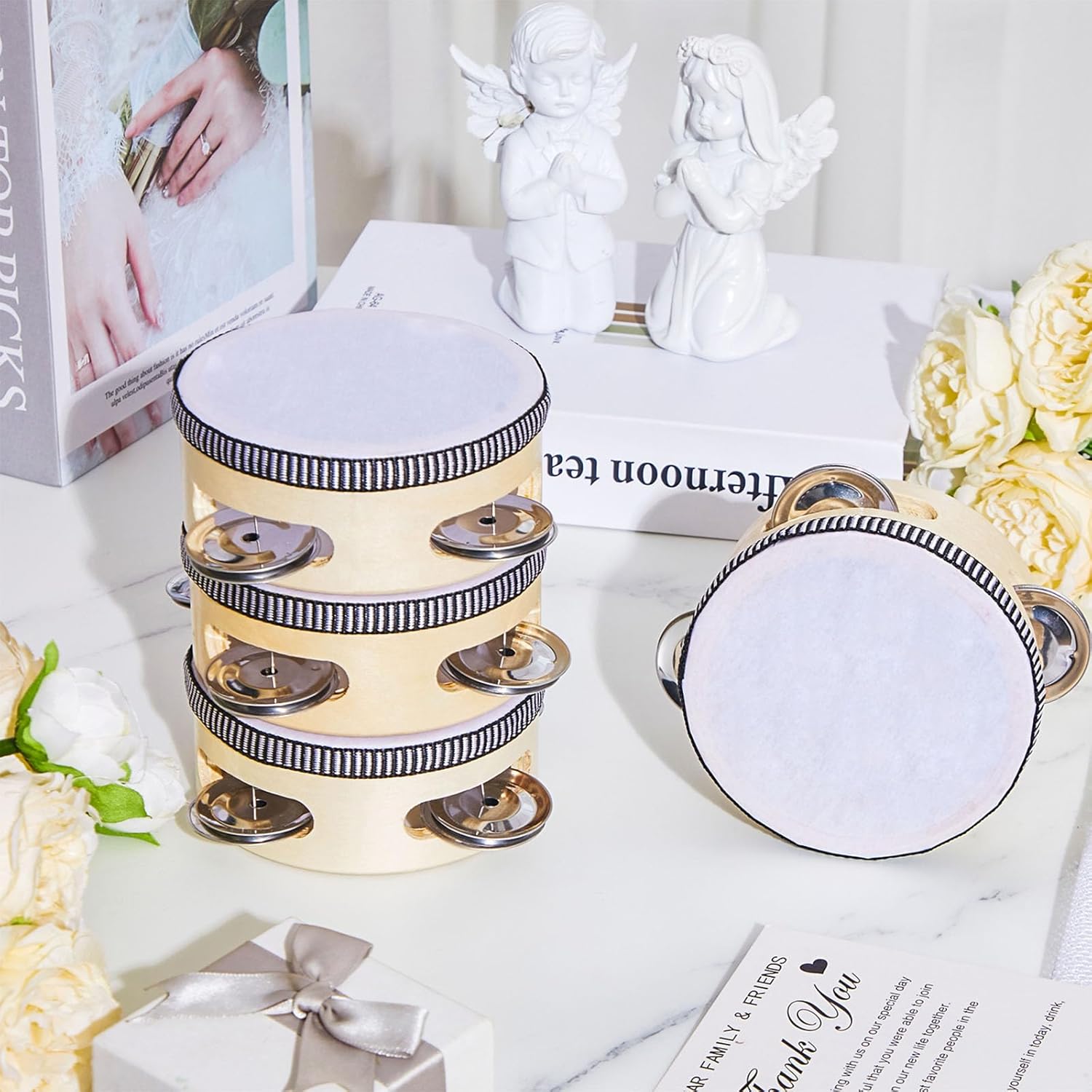 12 Pcs Tambourine Drum Bulk for Adults Hand Held Percussion