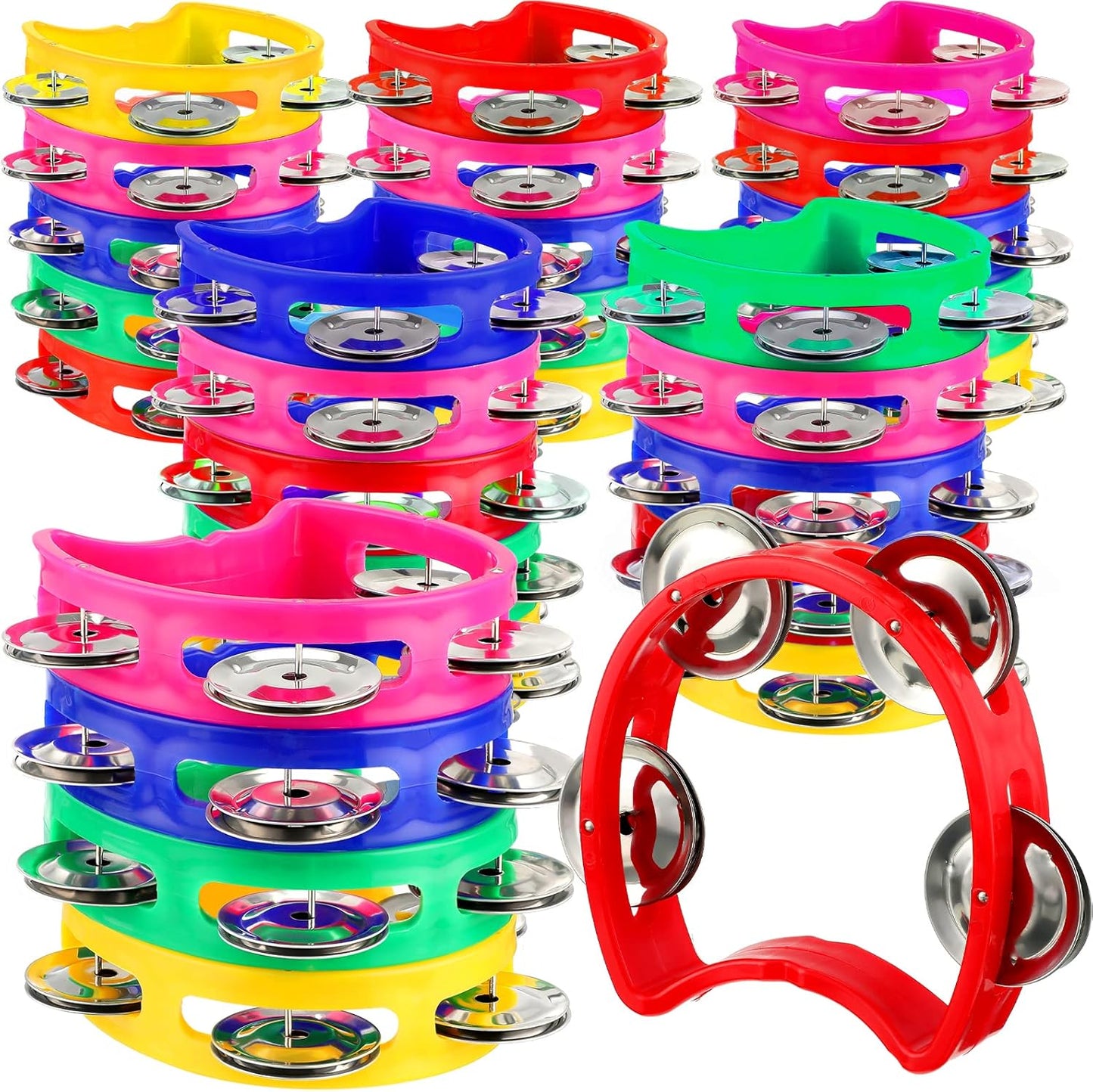 30 Pack Tambourines for Weddings, Party Favors, Church, etc. Multicolors