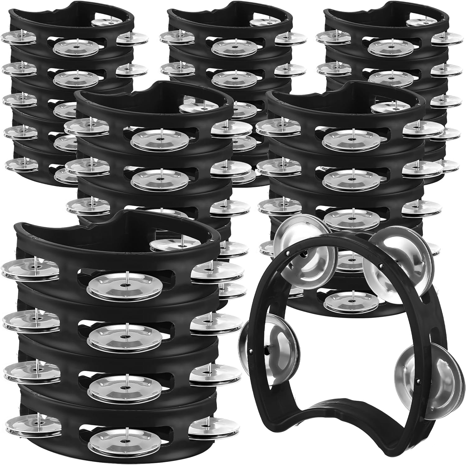 30 Pack Tambourines for Weddings, Party Favors, Church, etc. Black