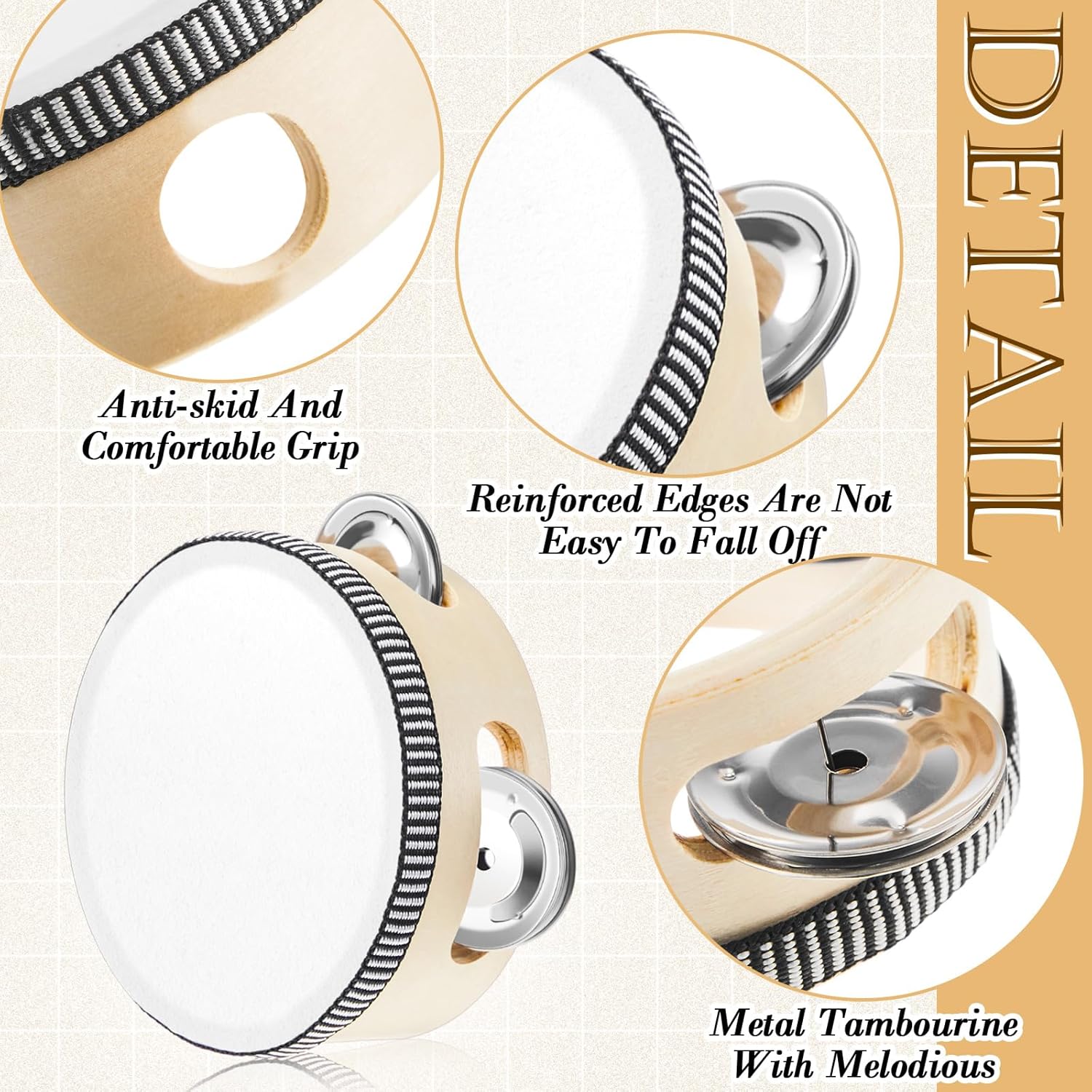 12 Pcs Tambourine Drum Bulk for Adults Hand Held Percussion